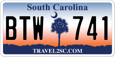 SC license plate BTW741