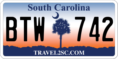 SC license plate BTW742