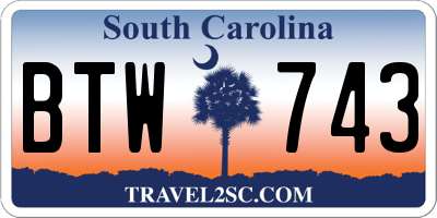 SC license plate BTW743