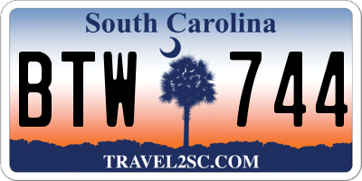 SC license plate BTW744