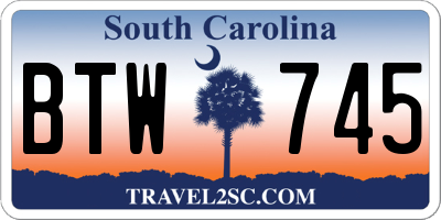 SC license plate BTW745