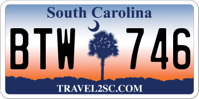 SC license plate BTW746