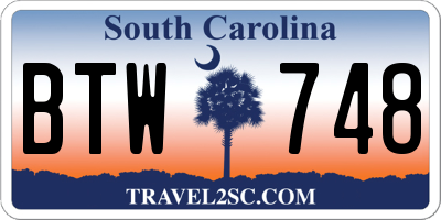 SC license plate BTW748