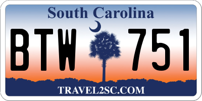 SC license plate BTW751