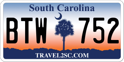 SC license plate BTW752