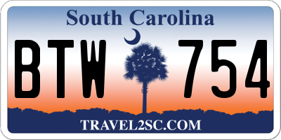 SC license plate BTW754