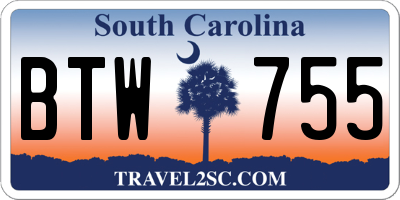 SC license plate BTW755