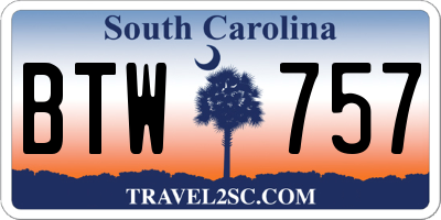 SC license plate BTW757