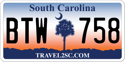 SC license plate BTW758