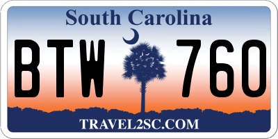 SC license plate BTW760