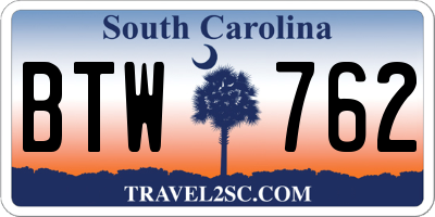 SC license plate BTW762