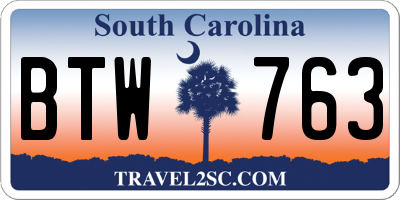 SC license plate BTW763