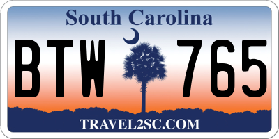 SC license plate BTW765