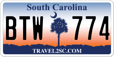 SC license plate BTW774