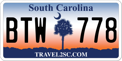 SC license plate BTW778