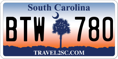 SC license plate BTW780