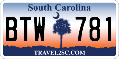 SC license plate BTW781