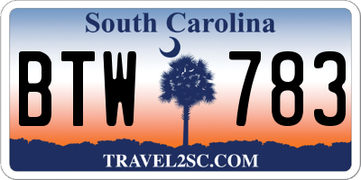SC license plate BTW783