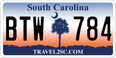 SC license plate BTW784