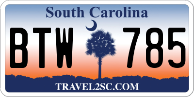 SC license plate BTW785