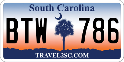 SC license plate BTW786