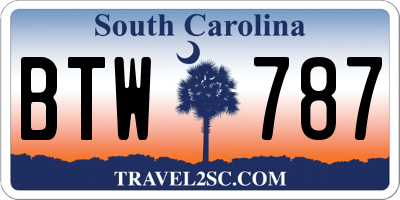 SC license plate BTW787