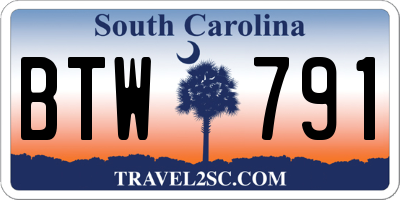 SC license plate BTW791