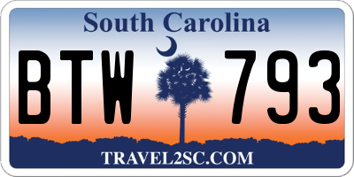 SC license plate BTW793