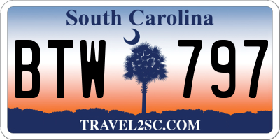 SC license plate BTW797