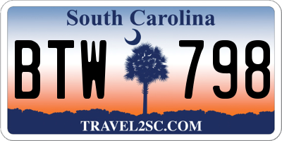 SC license plate BTW798