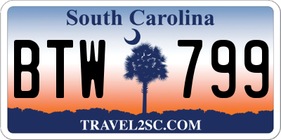 SC license plate BTW799