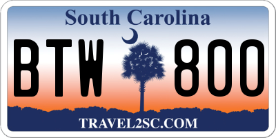 SC license plate BTW800