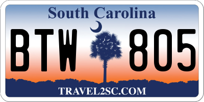 SC license plate BTW805