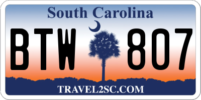 SC license plate BTW807