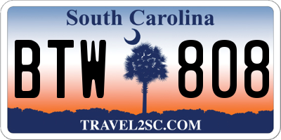 SC license plate BTW808