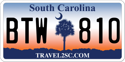 SC license plate BTW810