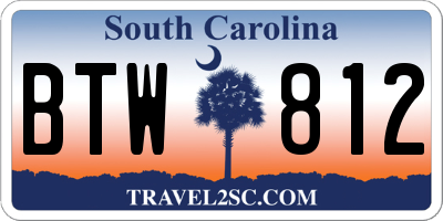SC license plate BTW812