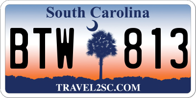 SC license plate BTW813
