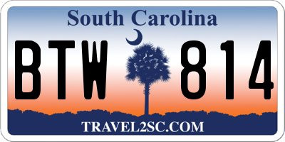 SC license plate BTW814