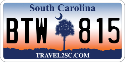 SC license plate BTW815