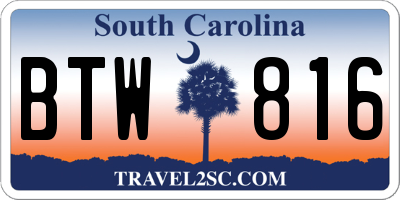 SC license plate BTW816