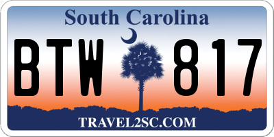 SC license plate BTW817