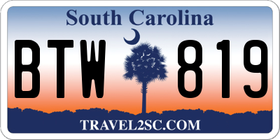 SC license plate BTW819