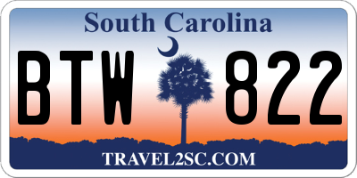 SC license plate BTW822