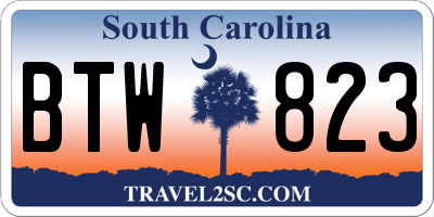 SC license plate BTW823