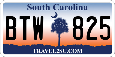 SC license plate BTW825