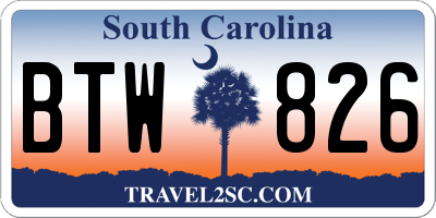 SC license plate BTW826