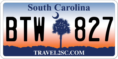 SC license plate BTW827