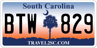 SC license plate BTW829