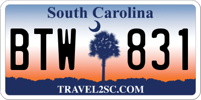 SC license plate BTW831